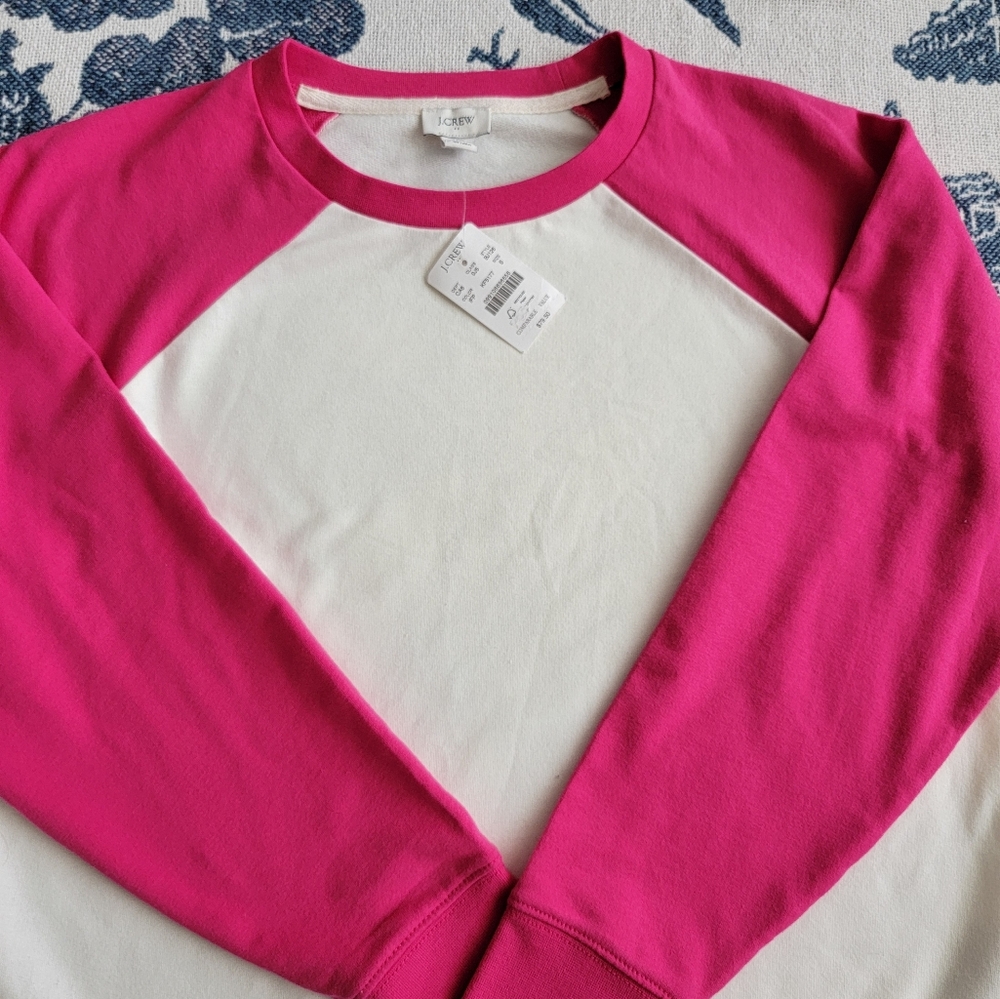 J Crew Pink and White Long Sleeve Top NWT SIZE XS
